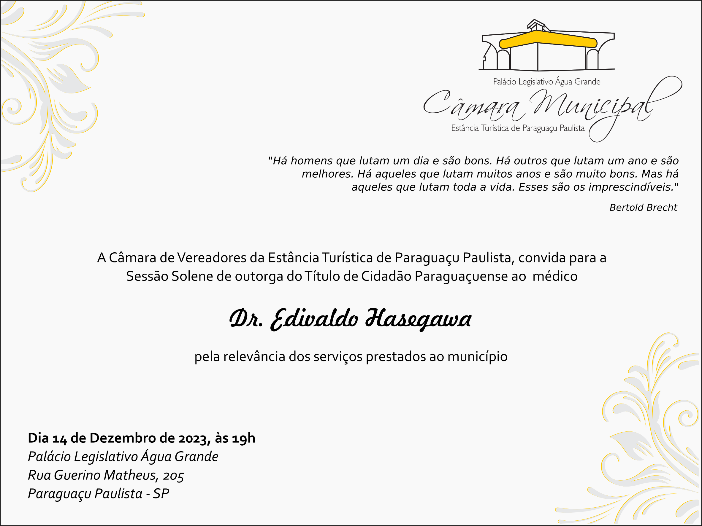Convite Dr Edivaldo