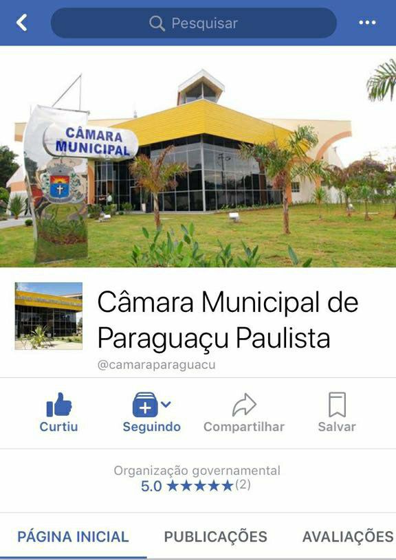 Pagina da Camara no Facebook